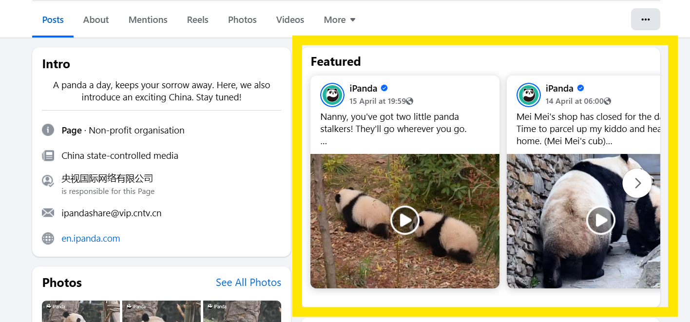 Example of Pinned/Featured Post on Facebook