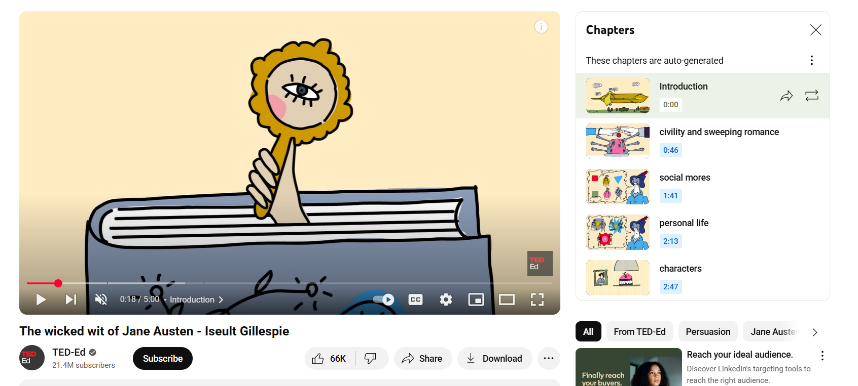 Example of Timestamps in a YouTube Video