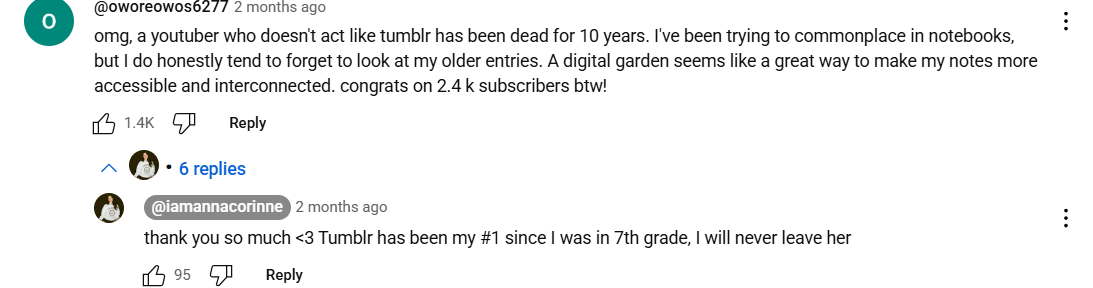 A YouTuber Responding to Comments Under Their Video
