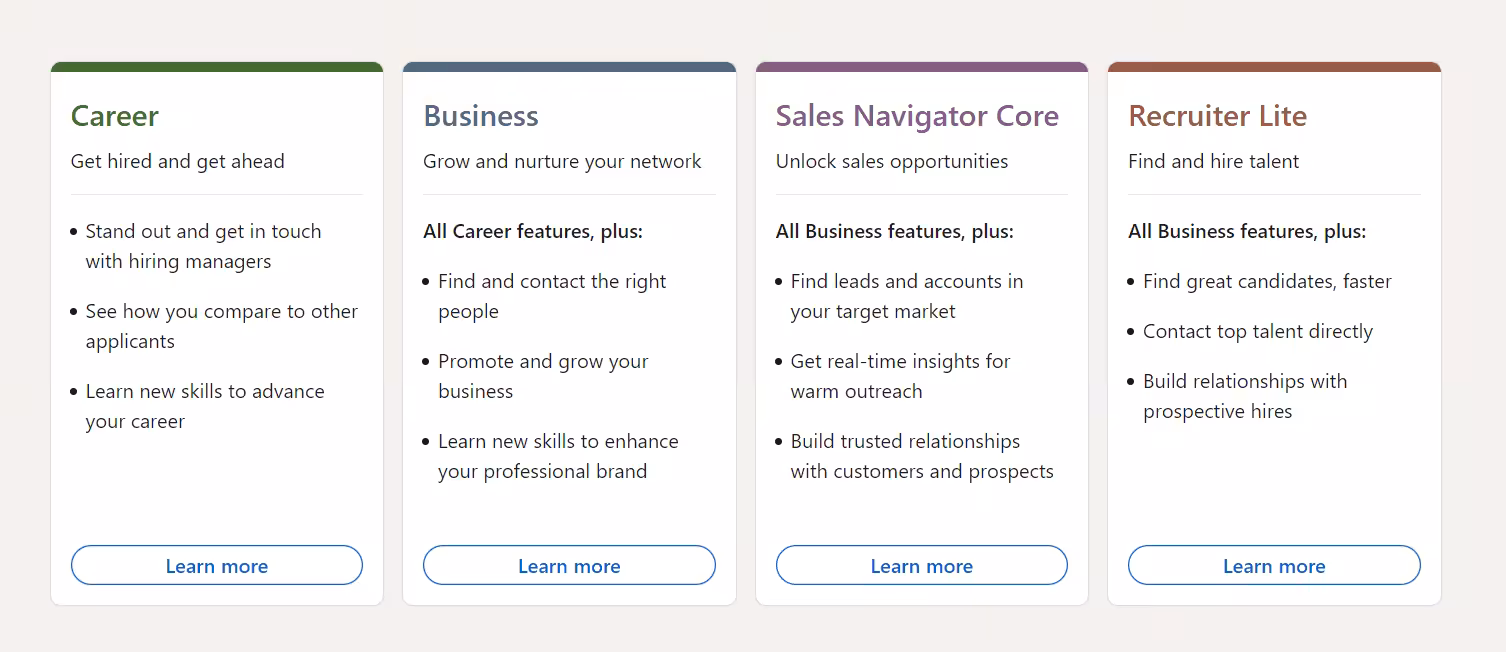 LinkedIn Premium Subscription Plans