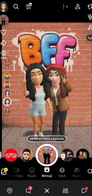 Example of a Snapchat Bitmoji Snap