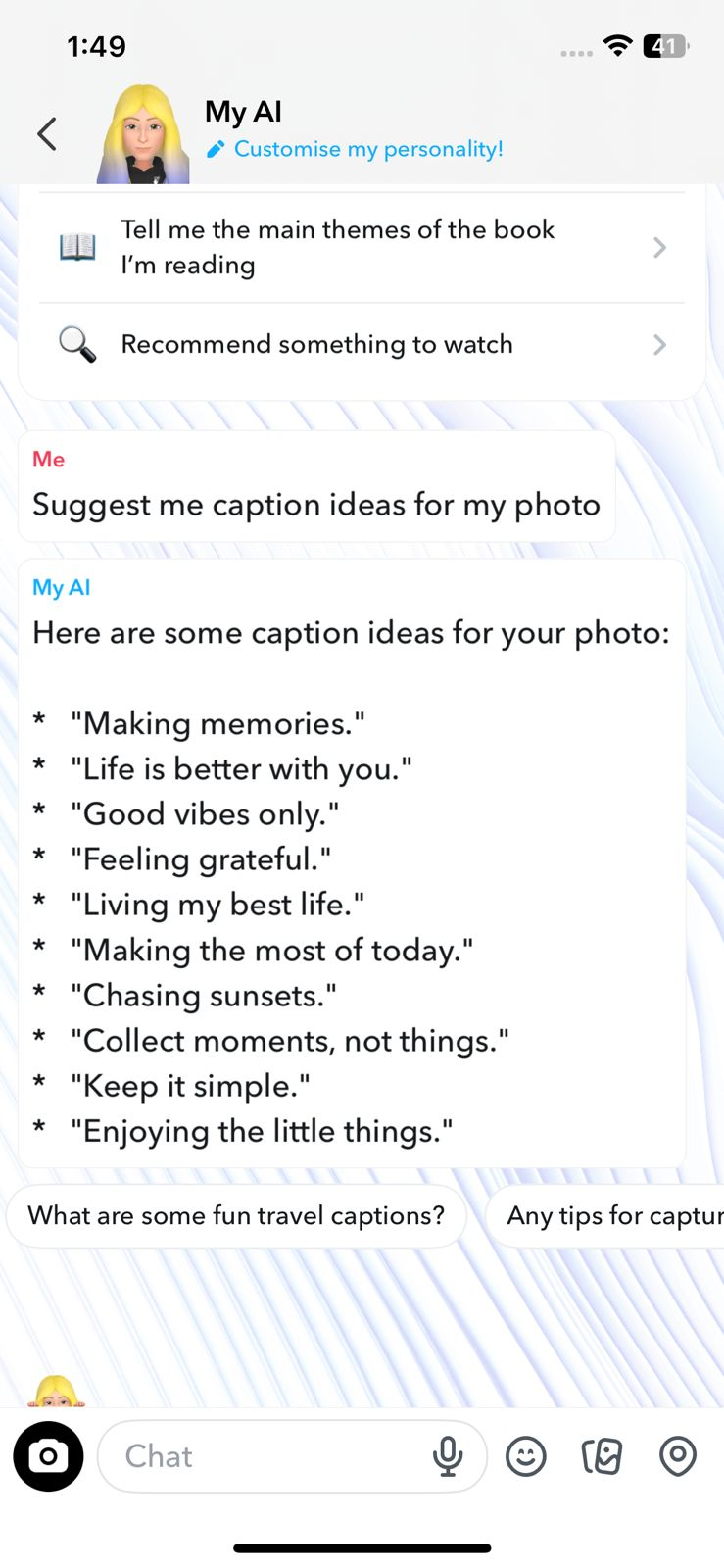 Example of Snapchat’s My AI Feature