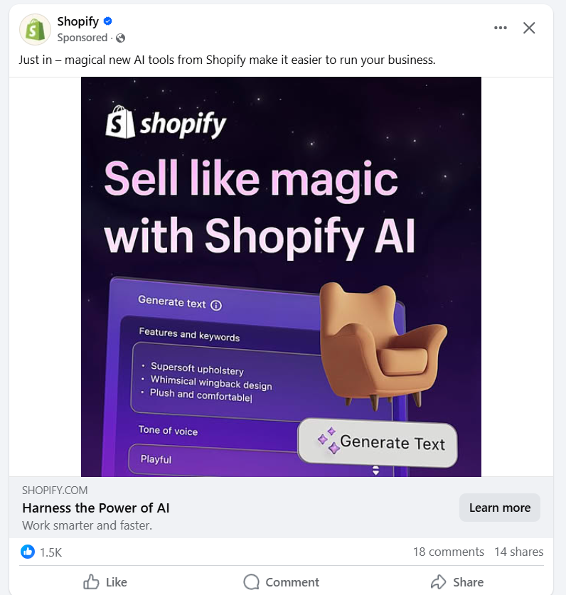 Snapshot of Facebook Ad