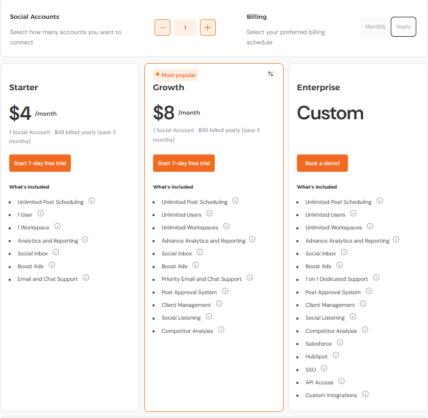 Social Champ's Pricing Plans