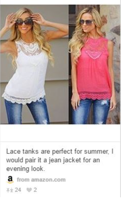 A snapshot of affiliate links on Pinterest