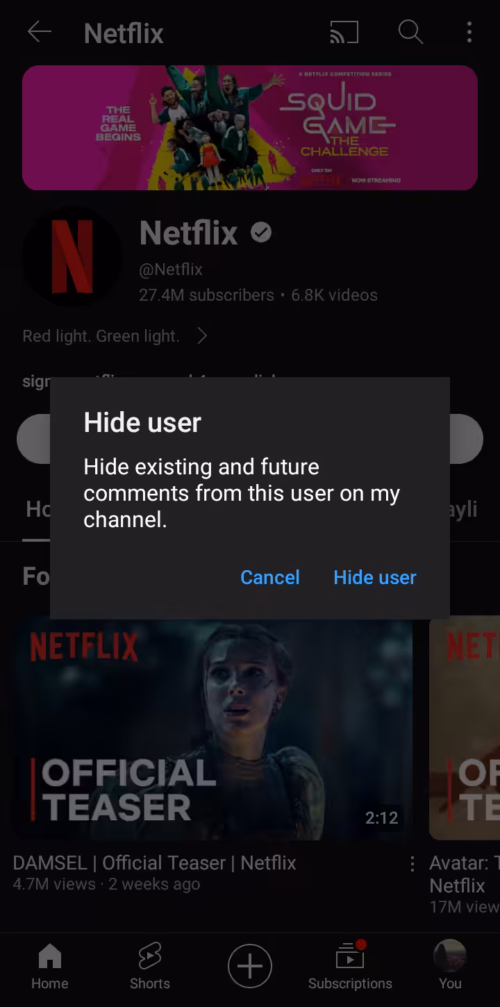 How to Block Someone on YouTube in 2026 8 visual of hide user confirmation