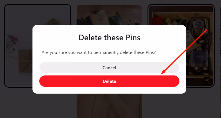 delete pins confirmation - visual 