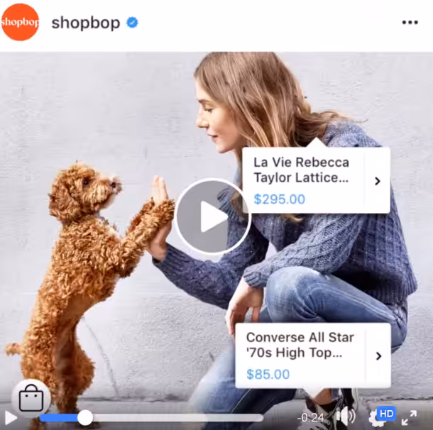 Instagram Shopping: How to Set Up a Store That Attracts More Customers 9 A snapshot of Shopbop using the tags feature on Instagram