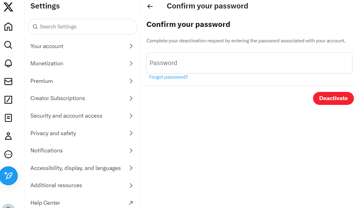 How to Delete Twitter Account (And Protect Your Data) in 2026 11 visual of confirm password window