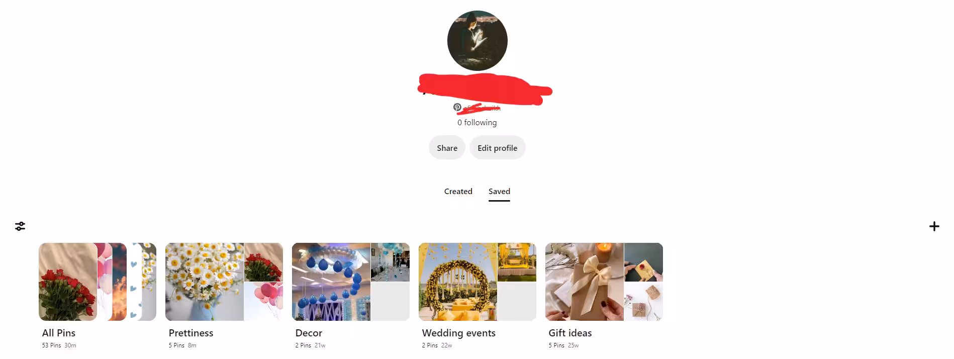 A snapshot of Pinterest boards