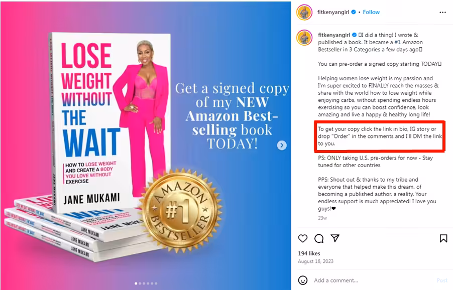 A snapshot of an Instagram post