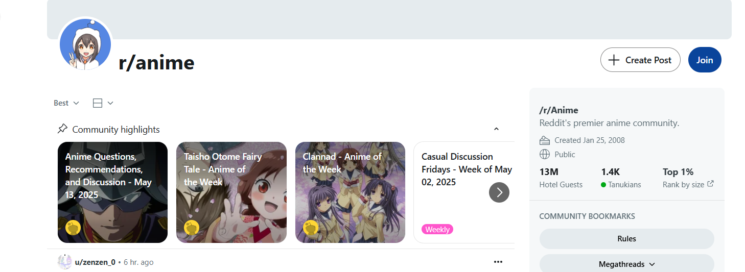 Reddit r/anime’s Subreddit