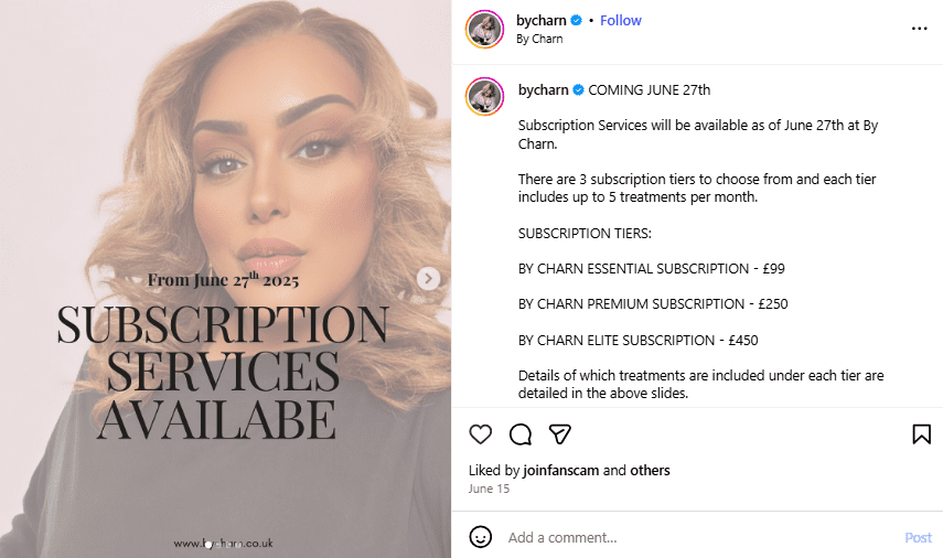 Subscription Services on Instagram