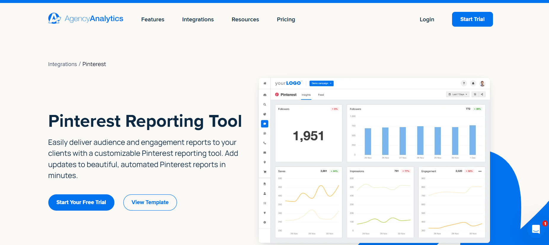 AgencyAnalytics’ Landing Page