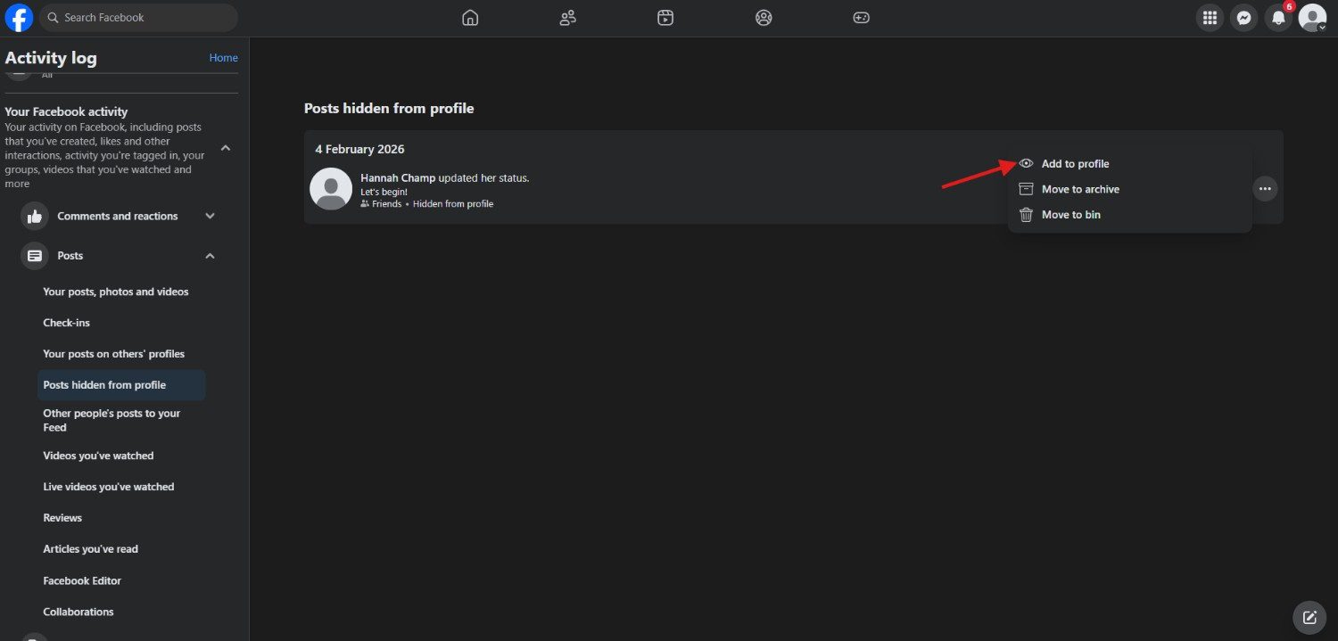 Click "Add to Profile"
