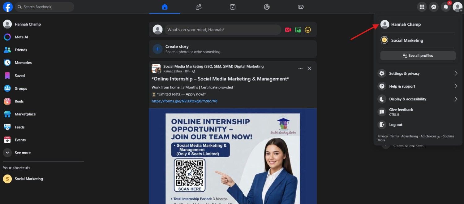 Navigate to Your Profile