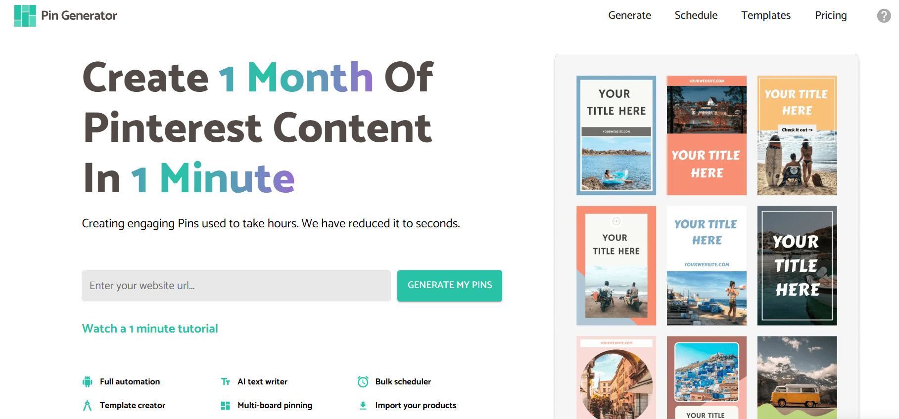 Pin Generator’s Landing Page