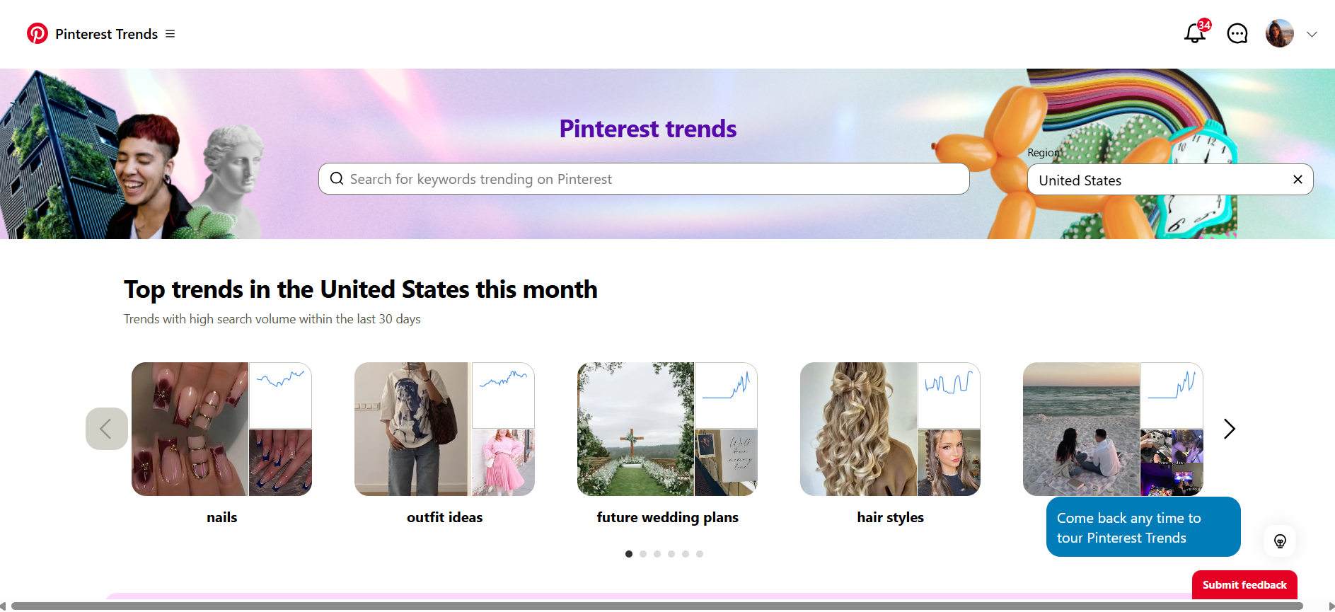 Pinterest Trends’ Landing Page