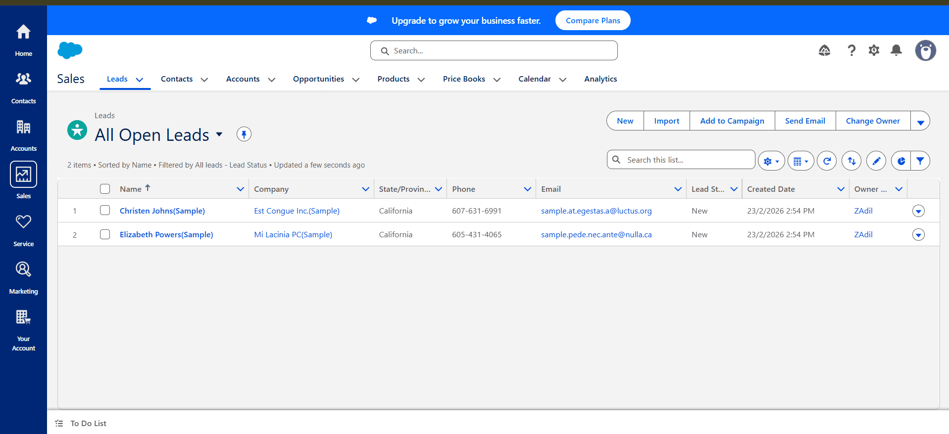 Salesforce Dashboard