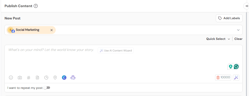 Social Champ's Publishing Tool