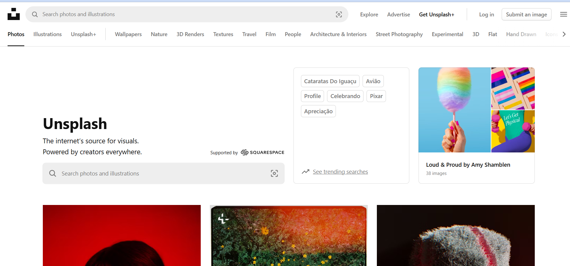  Unsplash’s Landing Page