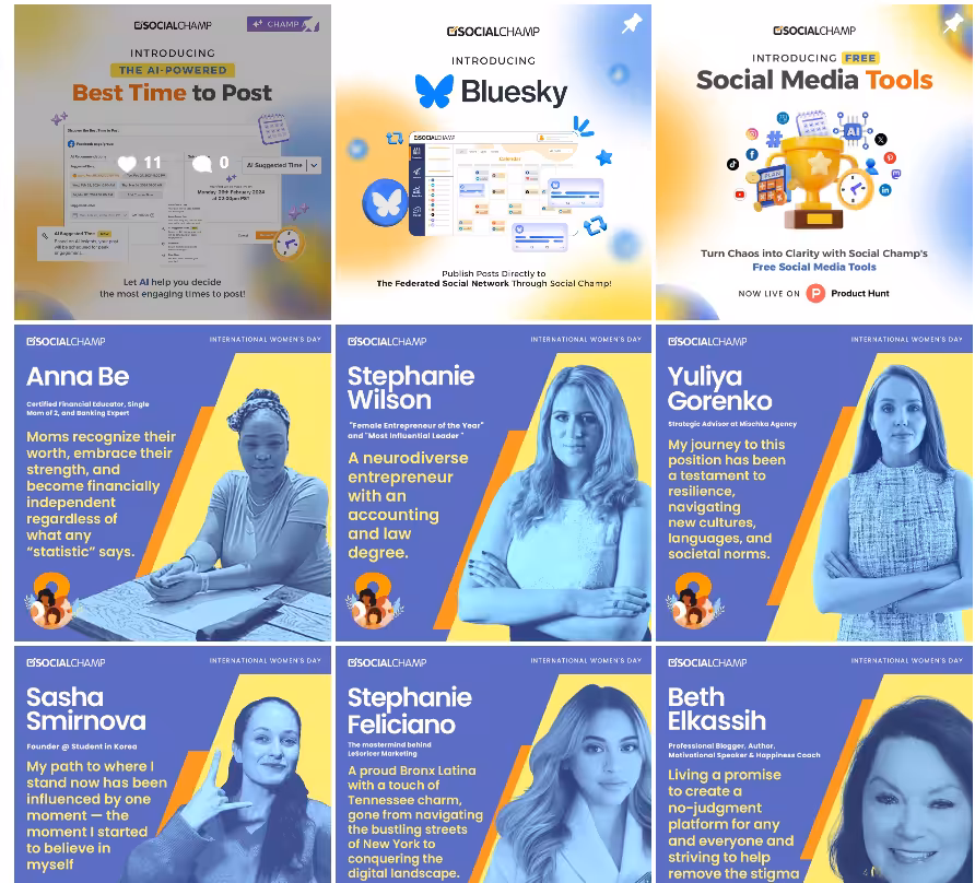 How to Grow Instagram Organically in 2026 8 A snapshot of Social Champ's consistent branding on Instagram
