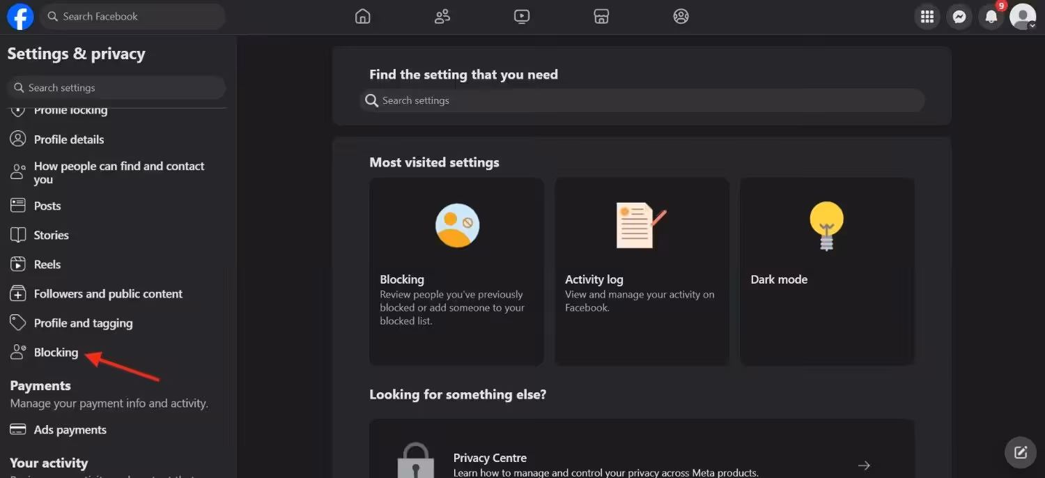Click "Blocking"