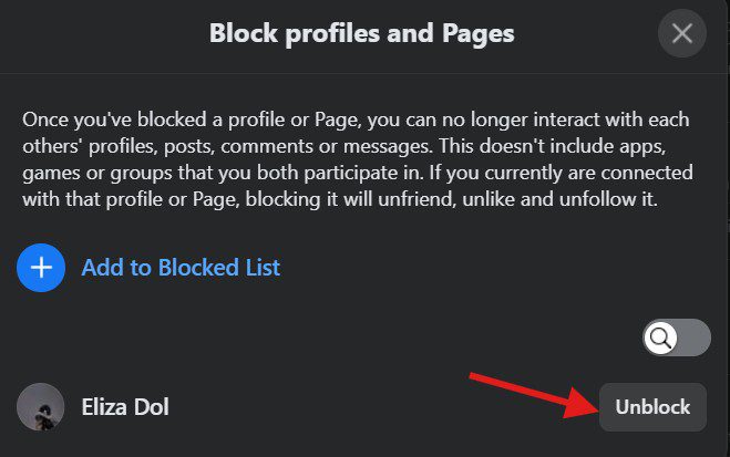 Click "Unblock"