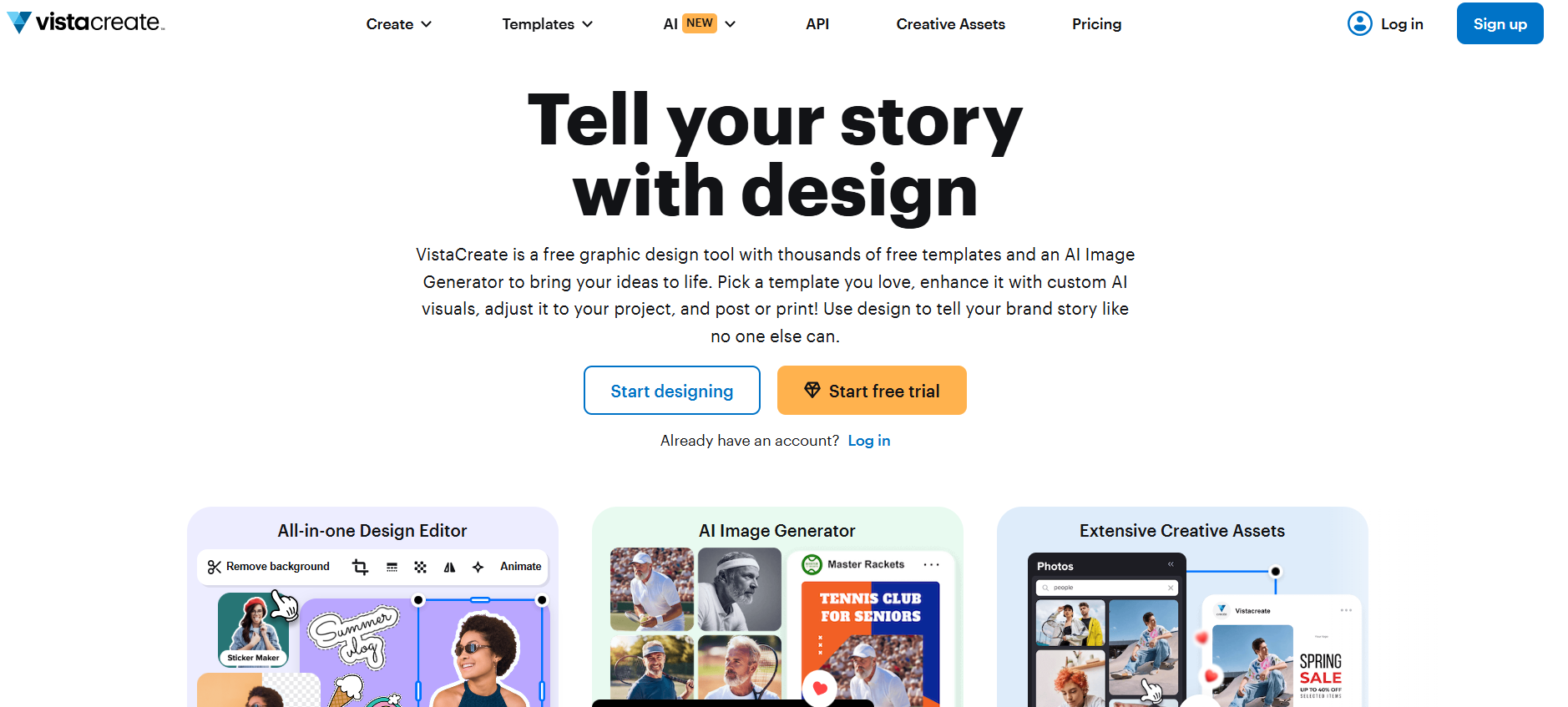 VistaCreate’s Homepage