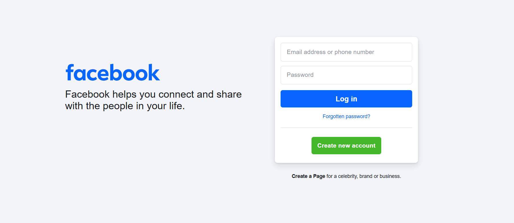 Facebook's Login Page