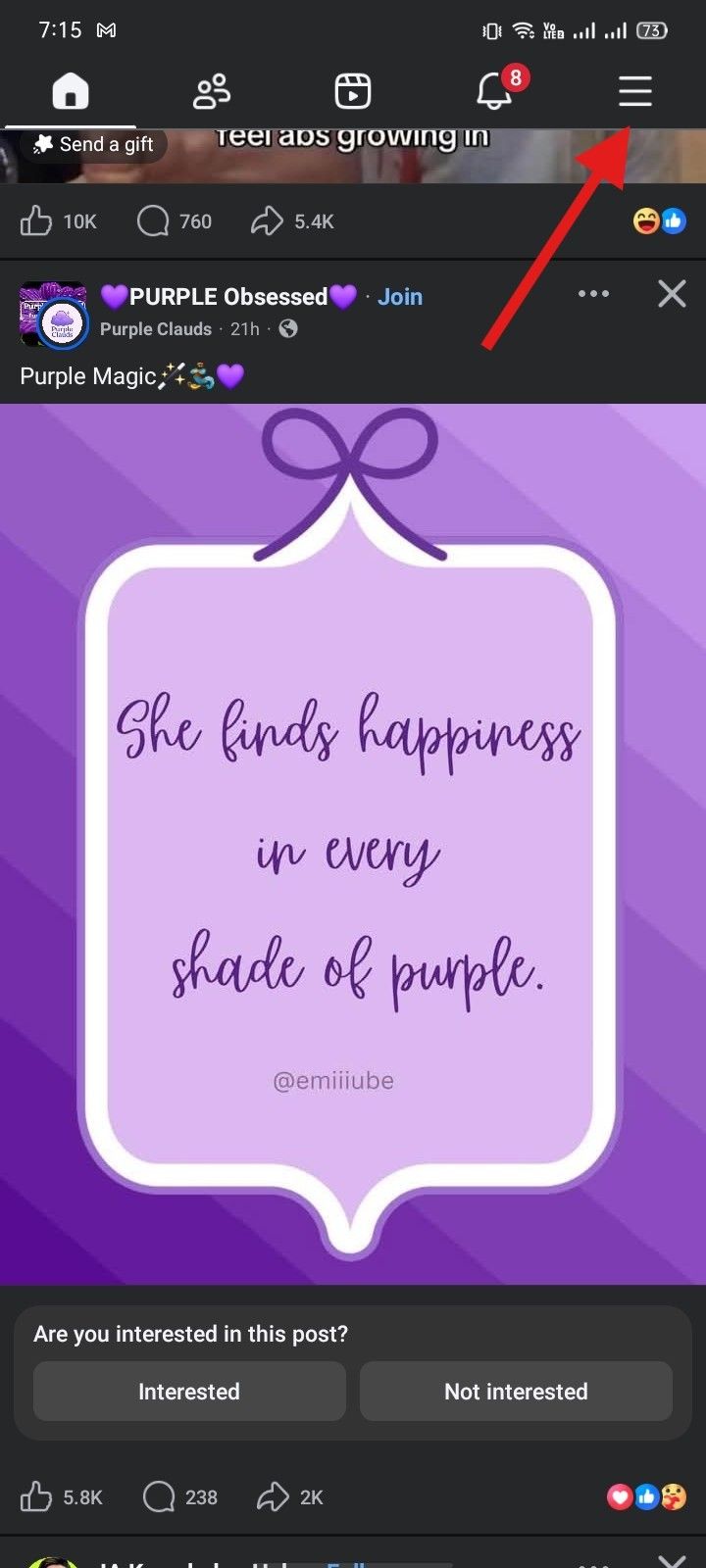 Tap Three Lines at the Upper Right Corner