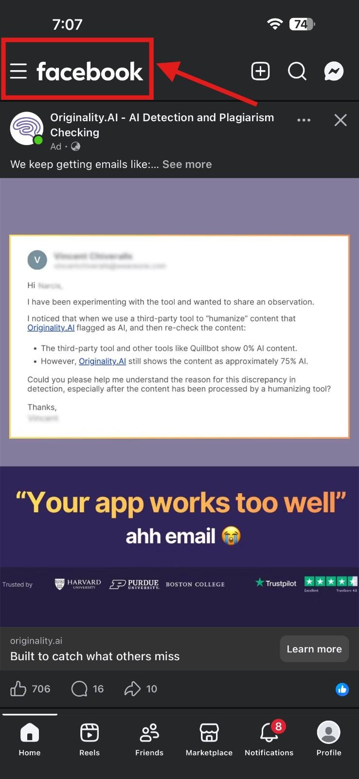 Tap the Three Lines at the Upper Left Corner