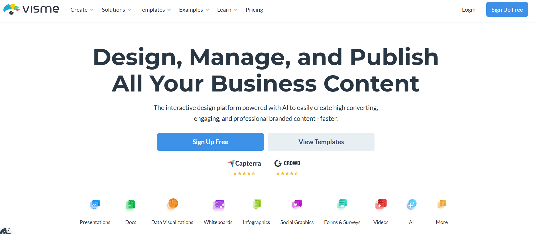 Visme’s Homepage