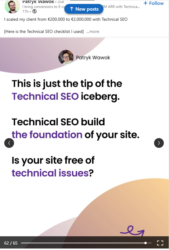 Example of a Carousel with Open-Ended Questions on LinkedIn