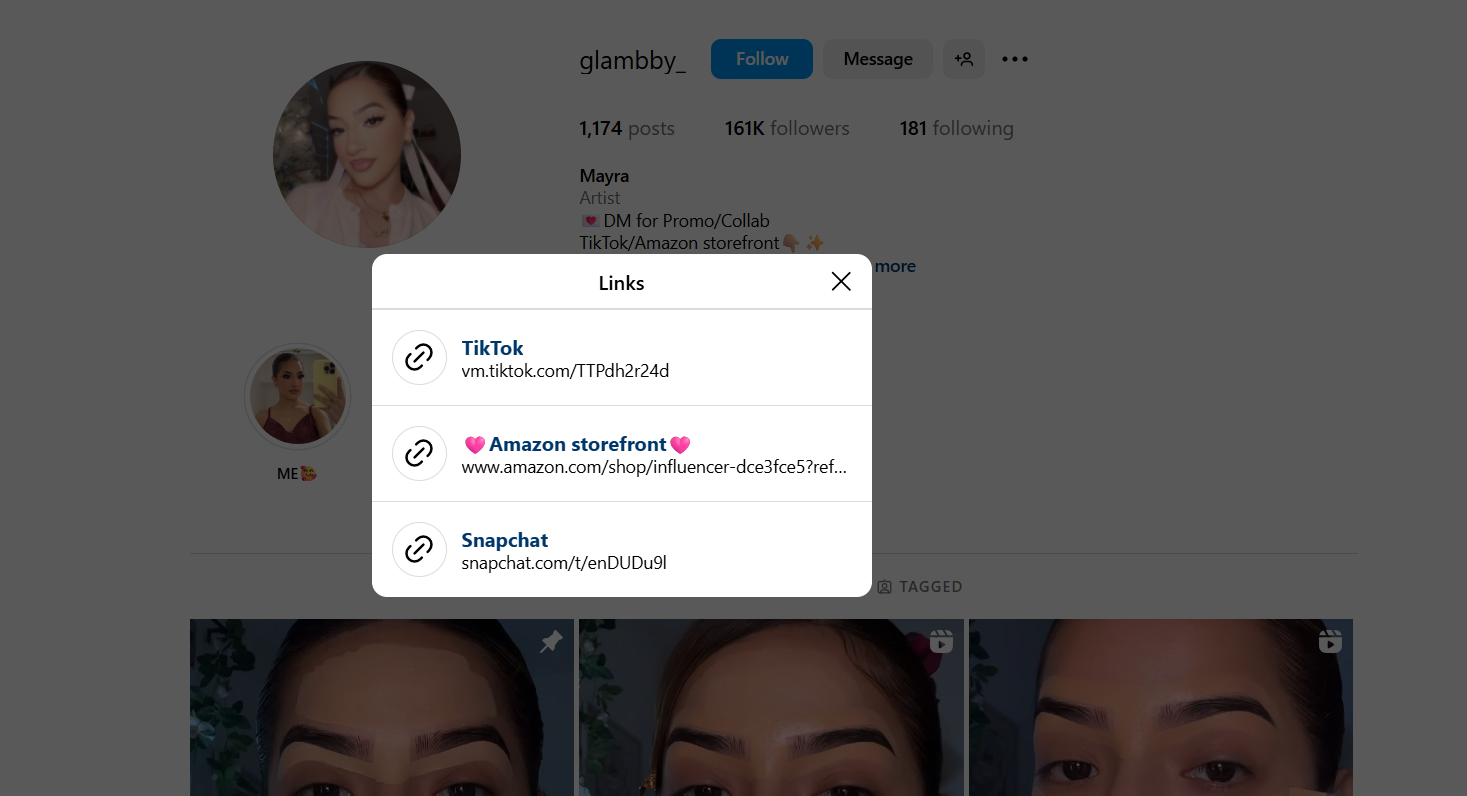 Example of Link In Bio on Instagram
