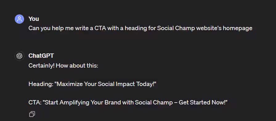 AI Copywriting Example 3