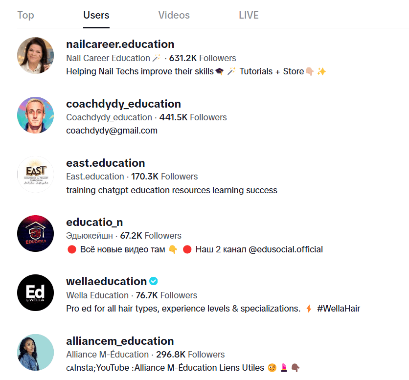 150 Creative TikTok Username Ideas for 2026 13 Screenshot of TikTok Education and Inspiration Accounts