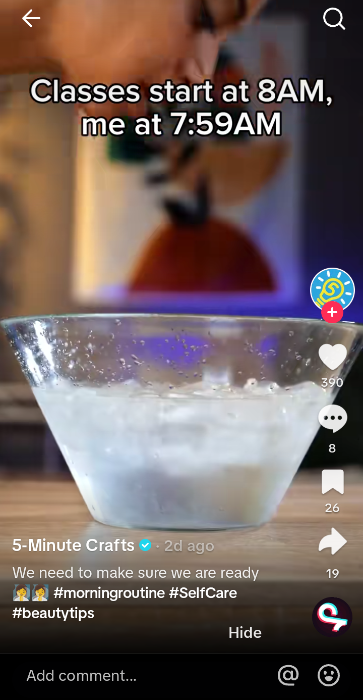How to Sell on TikTok in 2026: A Step-By-Step Guide 8 A snapshot of an account using trending hashtags on TikTok