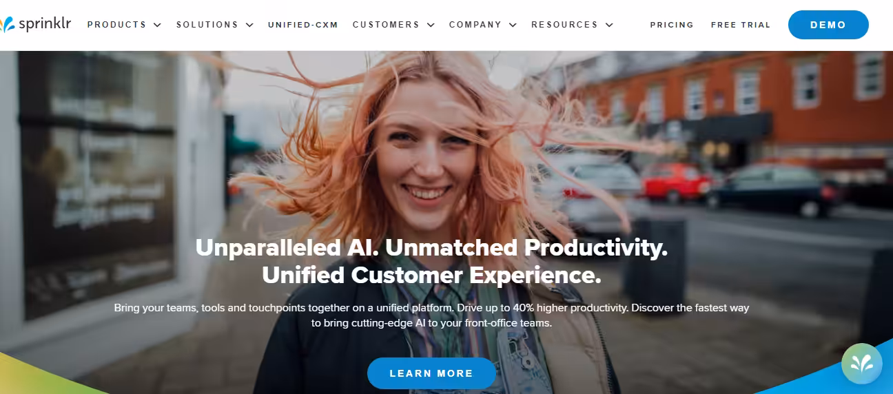 15+ Must-Have Social Media Management Software You Need in 2026 21 Sprinklr's Landing Page