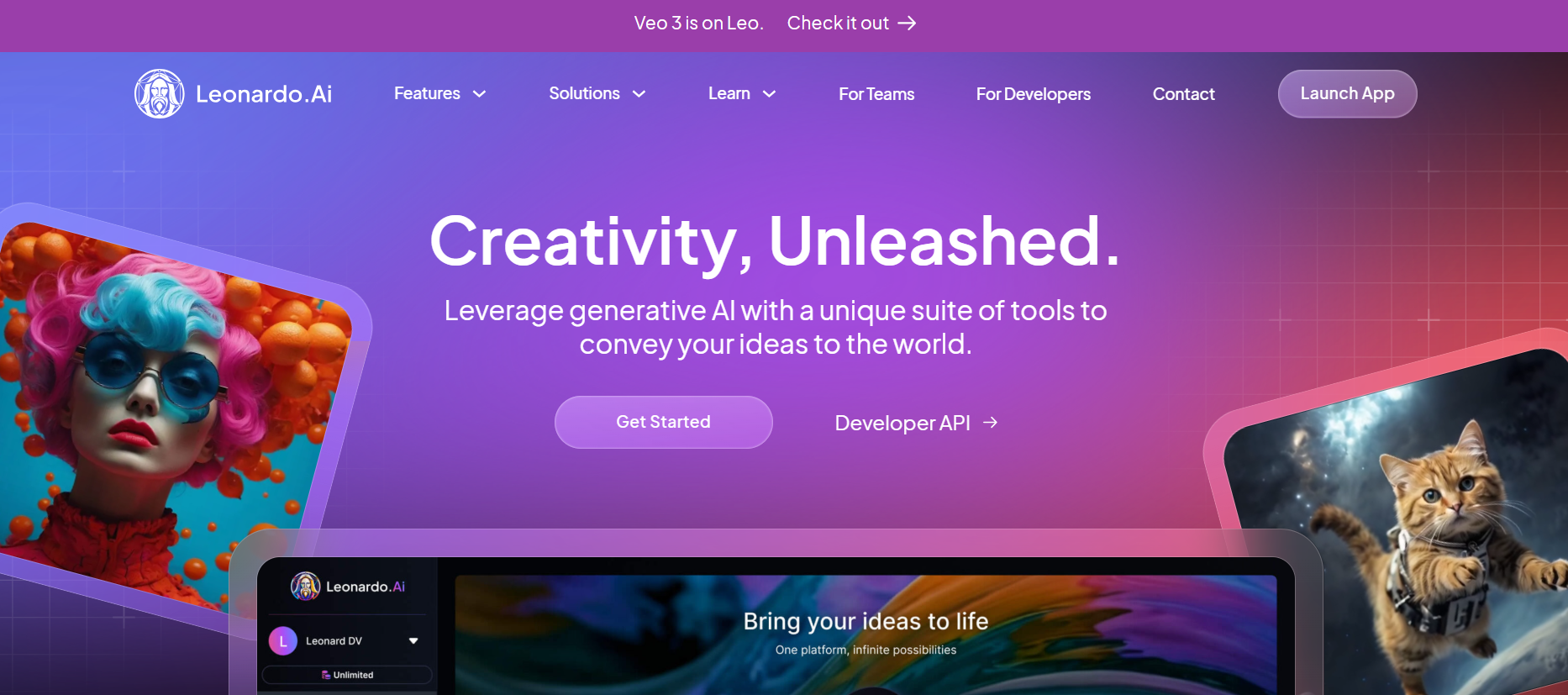 Leonardo AI's Landing Page