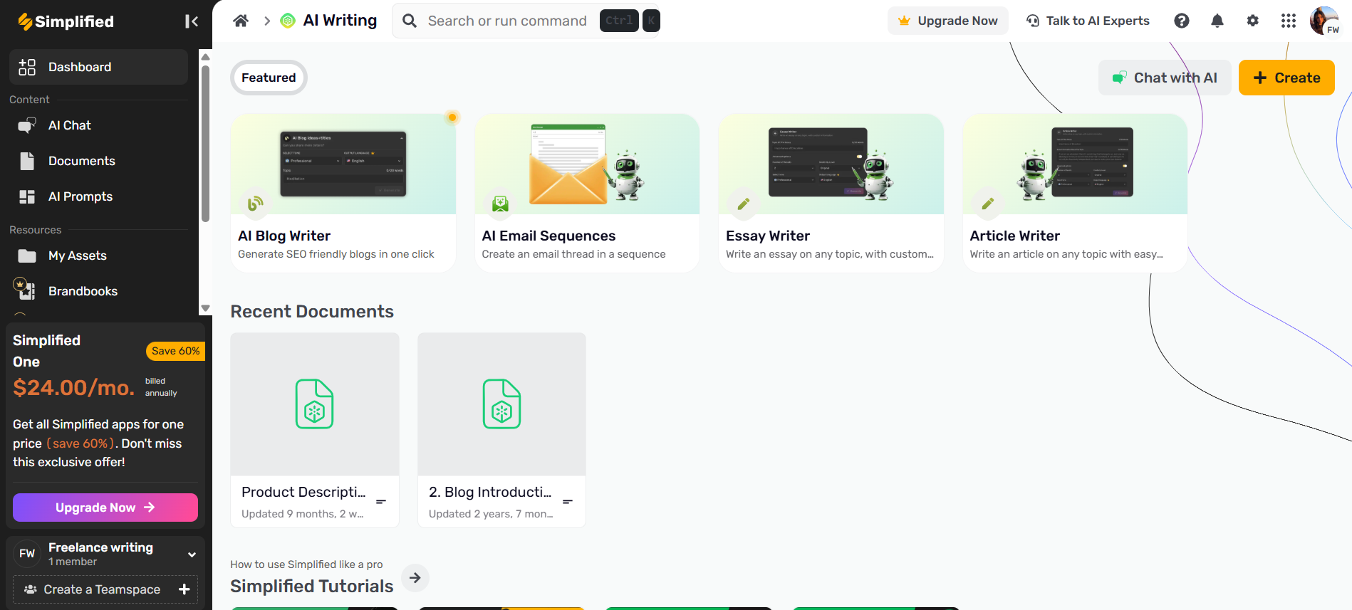 Simplified AI’s Dashboard