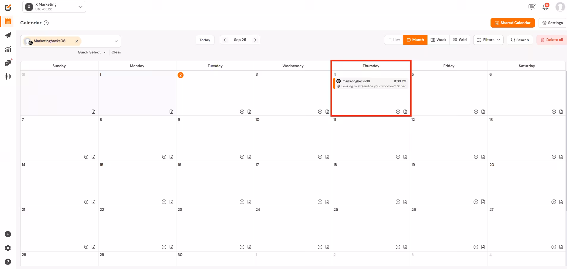 Social Champ's Content Calendar