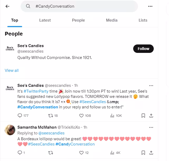35+ Creative Social Media Campaign Ideas for 2026 12 A candy conversation initiated on X by See's Candies