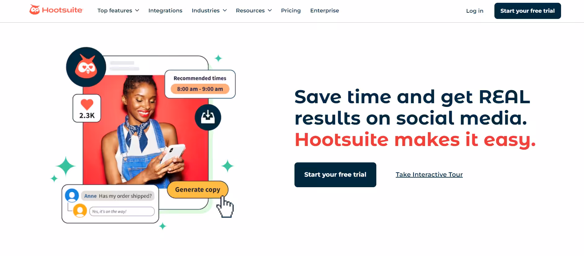Mastering Pinterest Scheduling 2026: Tools, Benefits and Best Practices 9 Hootsuite's homepage