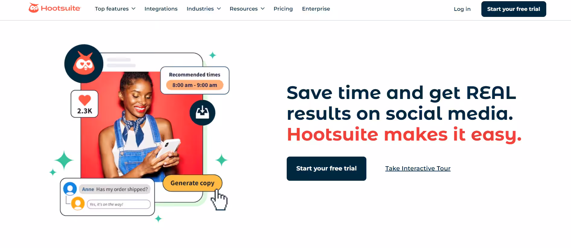 Hootsuite’s landing page