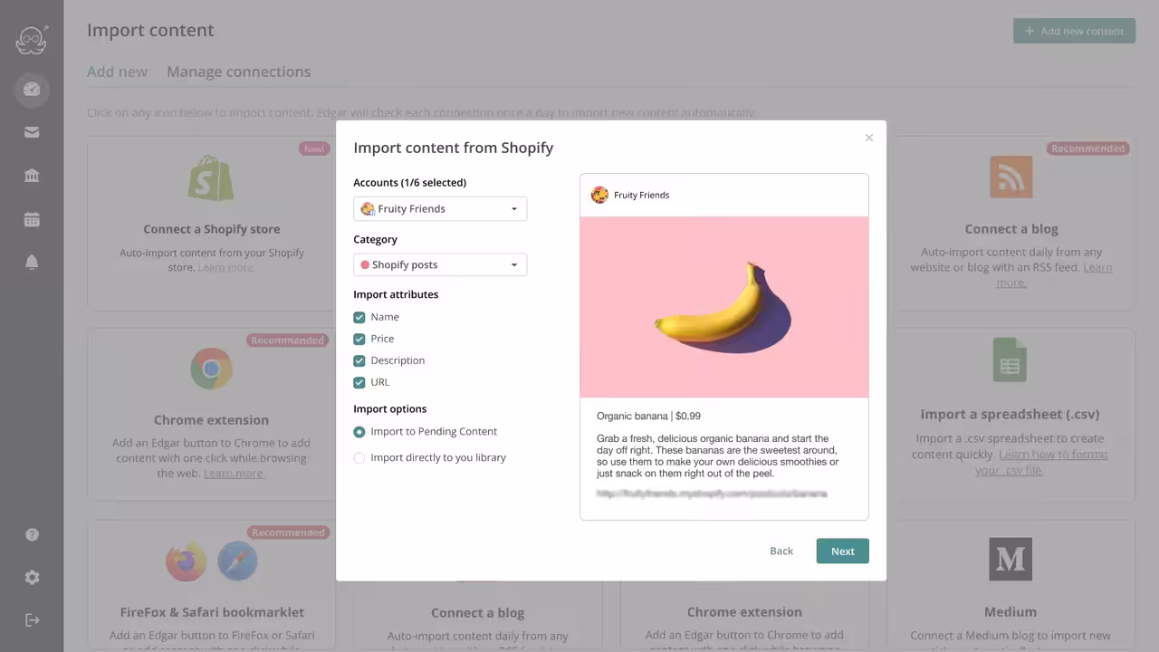 MeetEdgar's dashboard