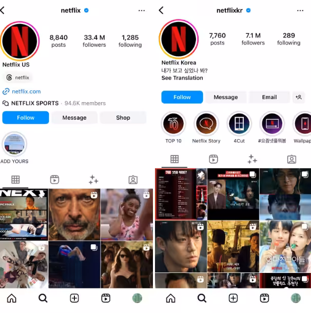 Netflix targeting different regions with its location-centric Instagram accounts