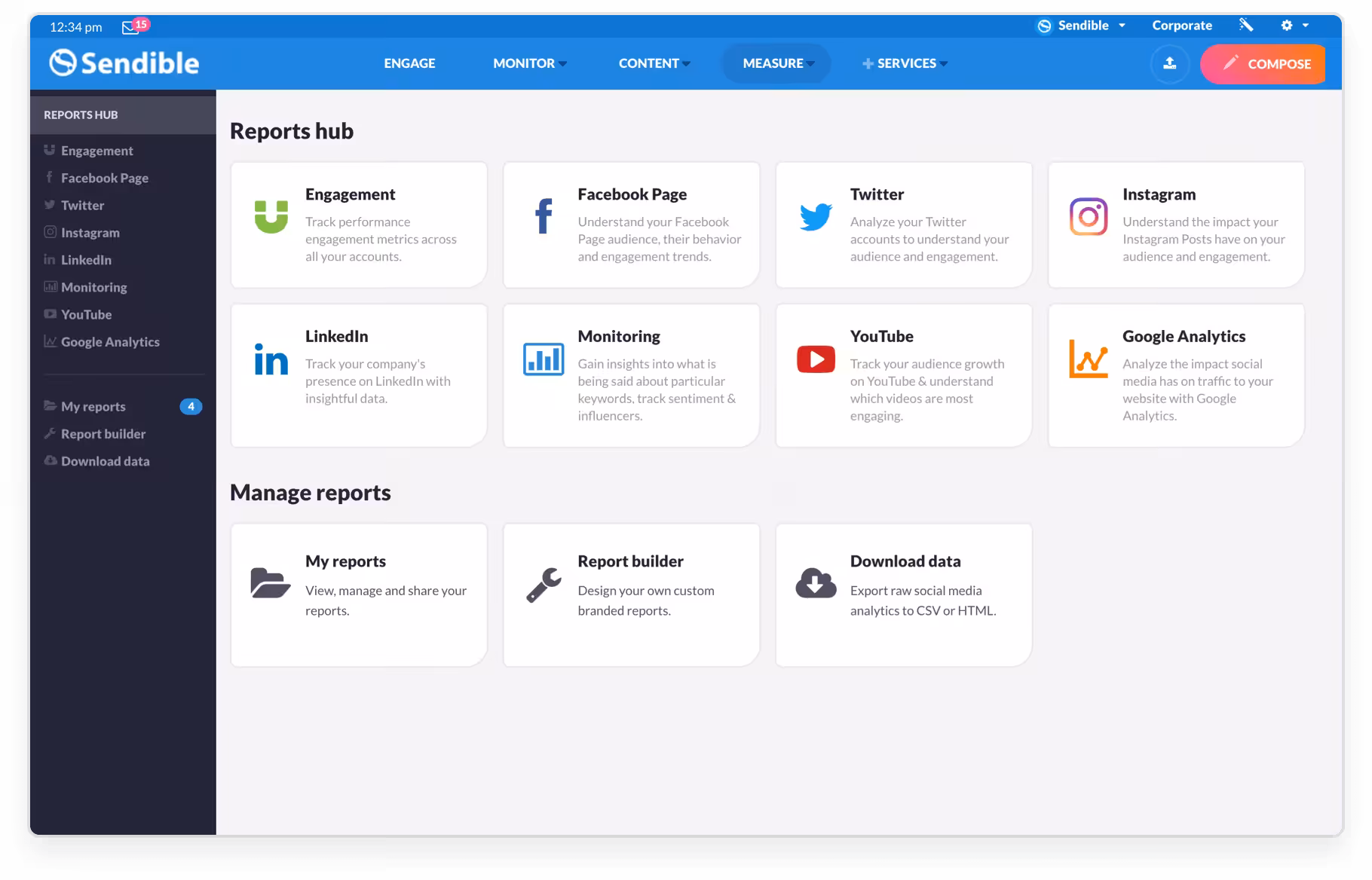 Sendible's dashboard