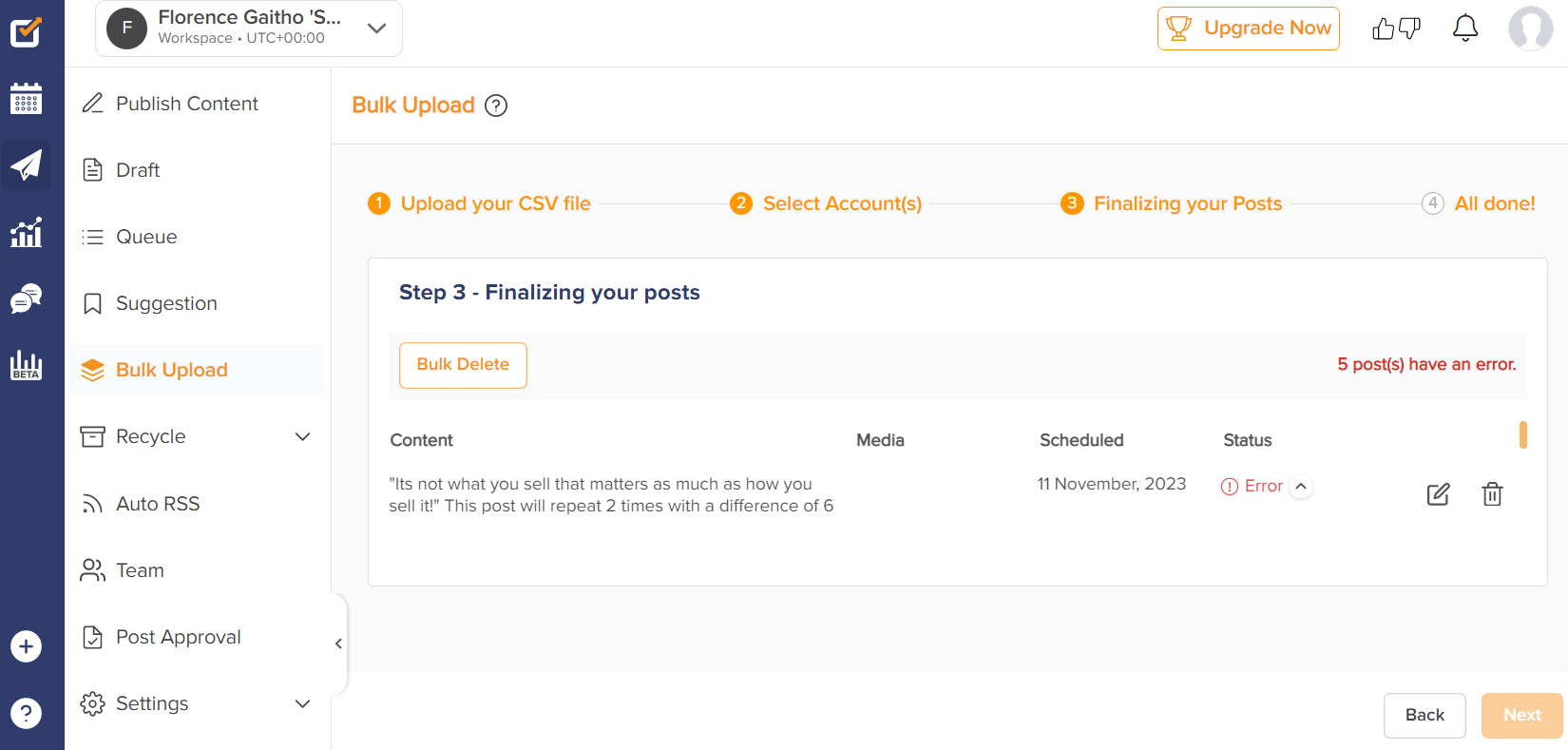 Social Media Bulk Scheduling 2026: Essential Tips, Tools, and Benefits 14 Social Champ's reviewed CSV file