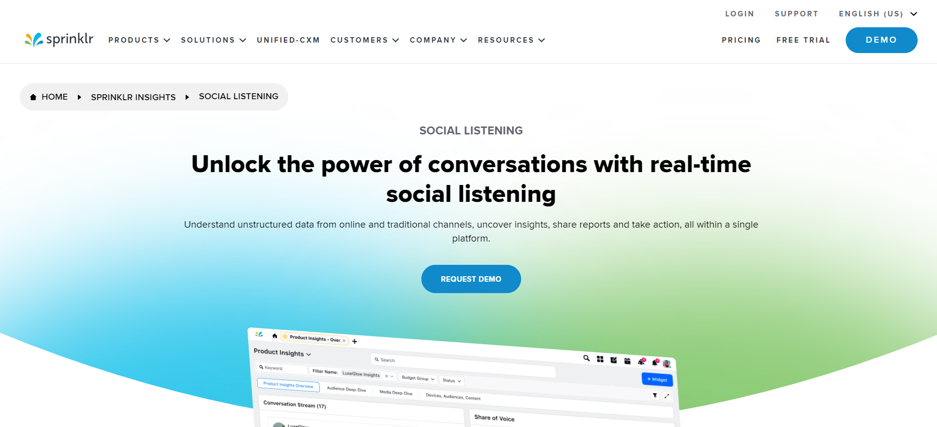 What is AI Social Listening? 10+ Tools You Need to Try in 2026 15 Sprinklr’s landing page